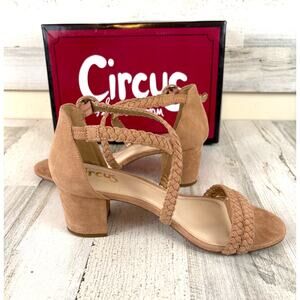 Circus by Sam Edelman Womens 9.5 Tan Sallie Braided Block Heel Sandals NWT
